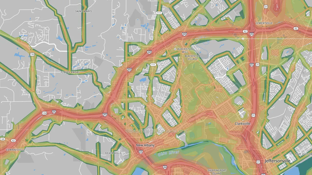 New Albany, IN Map of Noise Levels in New Albany