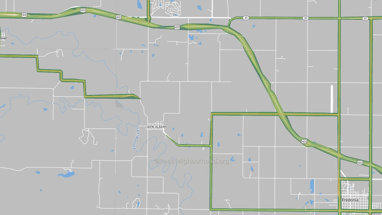 New Albany, KS Map of Noise Levels in New Albany