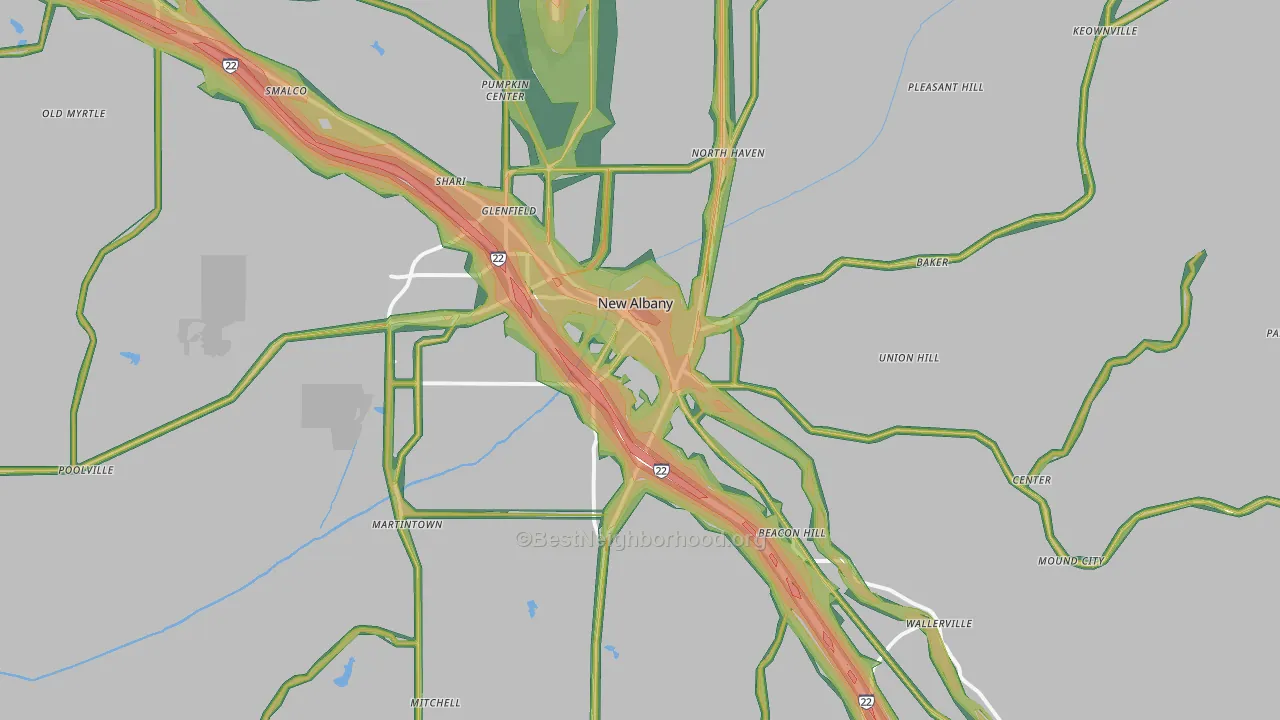 New Albany, MS Map of Noise Levels in New Albany