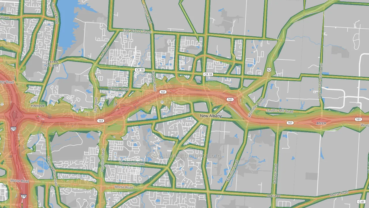 New Albany, OH Map of Noise Levels in New Albany