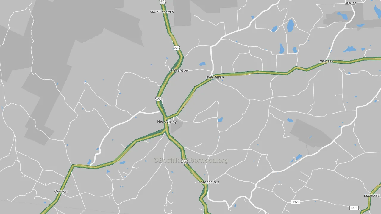 New Albany, PA Map of Noise Levels in New Albany