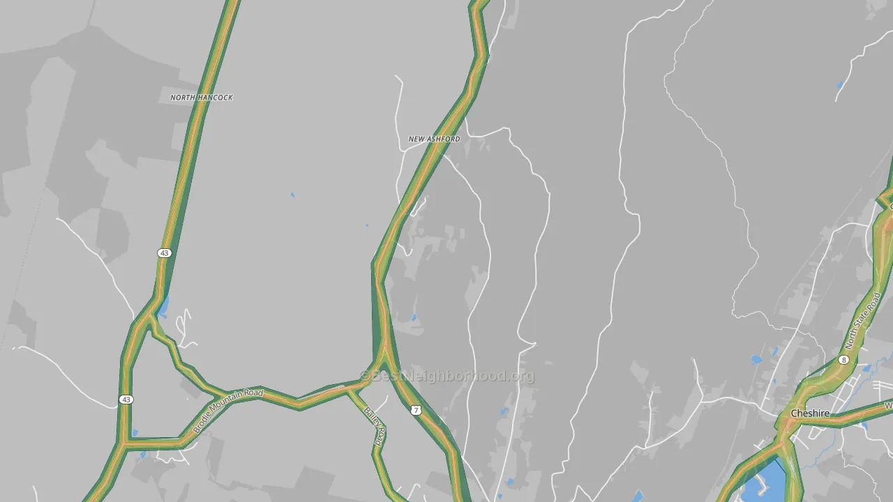 New Ashford, MA Map of Noise Levels in New Ashford