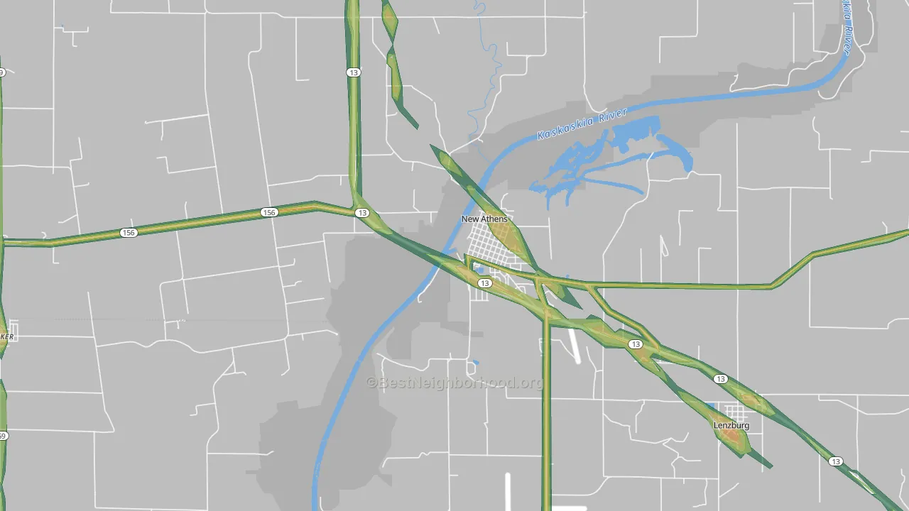 New Athens, IL Map of Noise Levels in New Athens