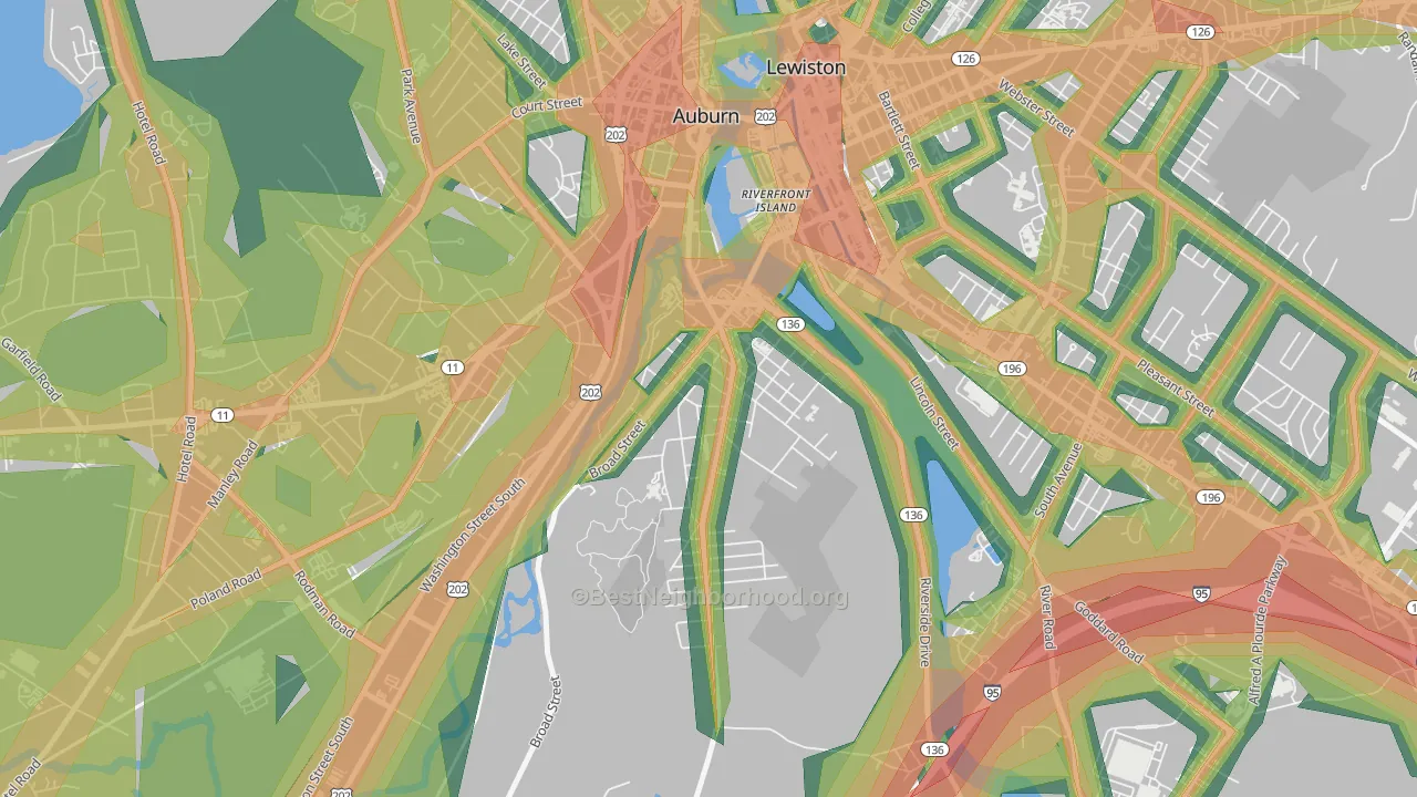 New Auburn, Auburn, ME Map of Noise Levels in New Auburn