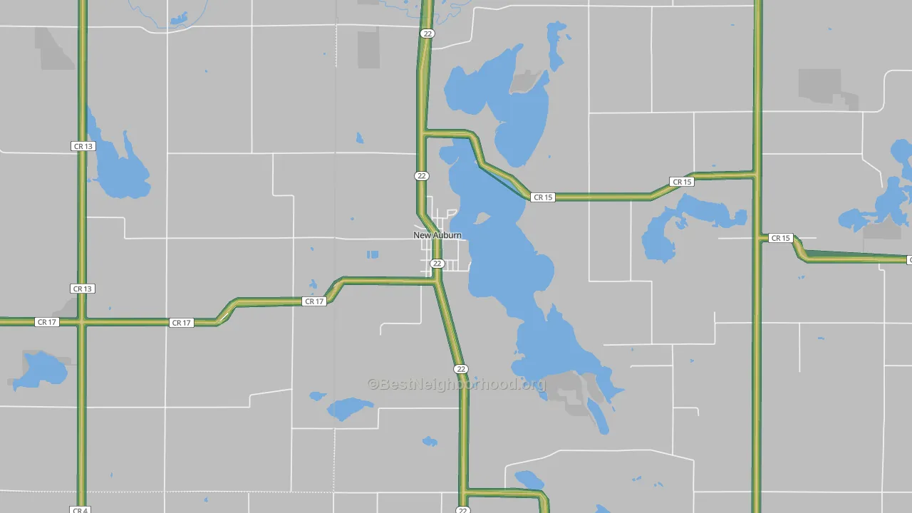 New Auburn, MN Map of Noise Levels in New Auburn