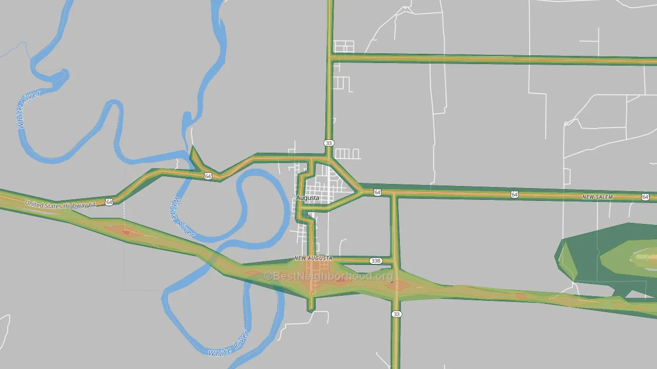 New Augusta, AR Map of Noise Levels in New Augusta