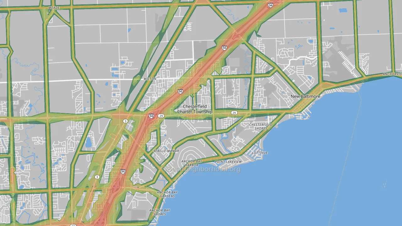 New Baltimore, MI Map of Noise Levels in New Baltimore