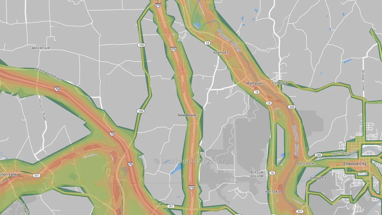 New Beaver, PA Map of Noise Levels in New Beaver
