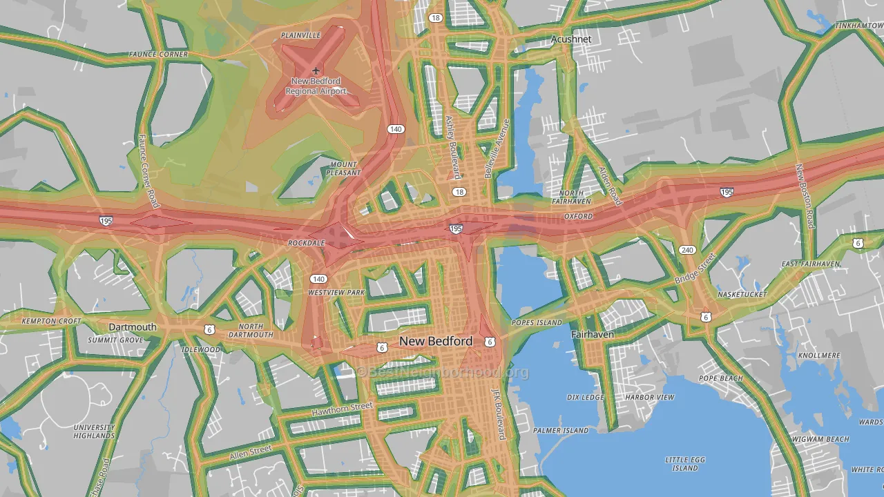 New Bedford, MA Map of Noise Levels in New Bedford