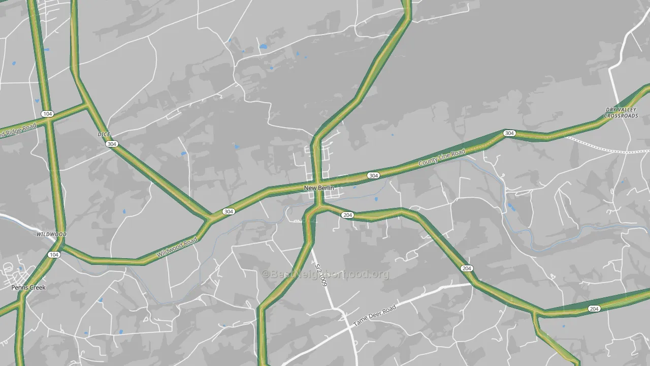 New Berlin, PA Map of Noise Levels in New Berlin