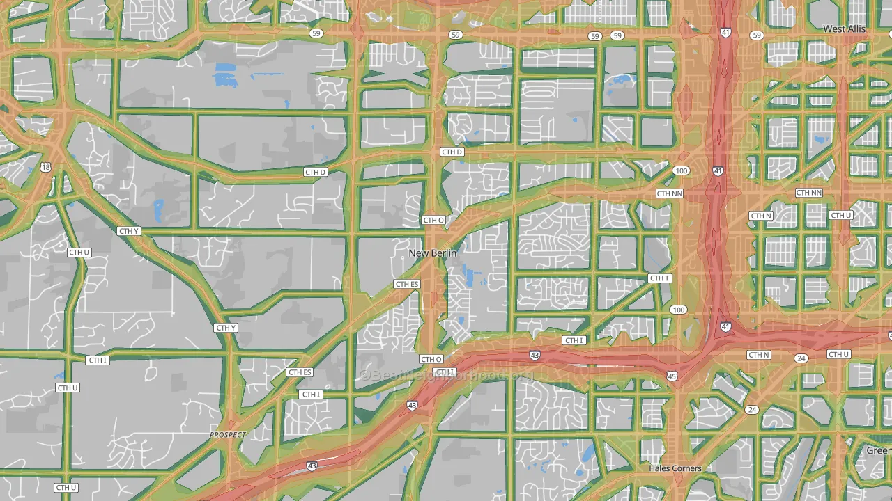 New Berlin, WI Map of Noise Levels in New Berlin
