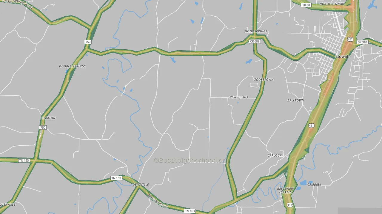 New Bethel, TN Map of Noise Levels in New Bethel