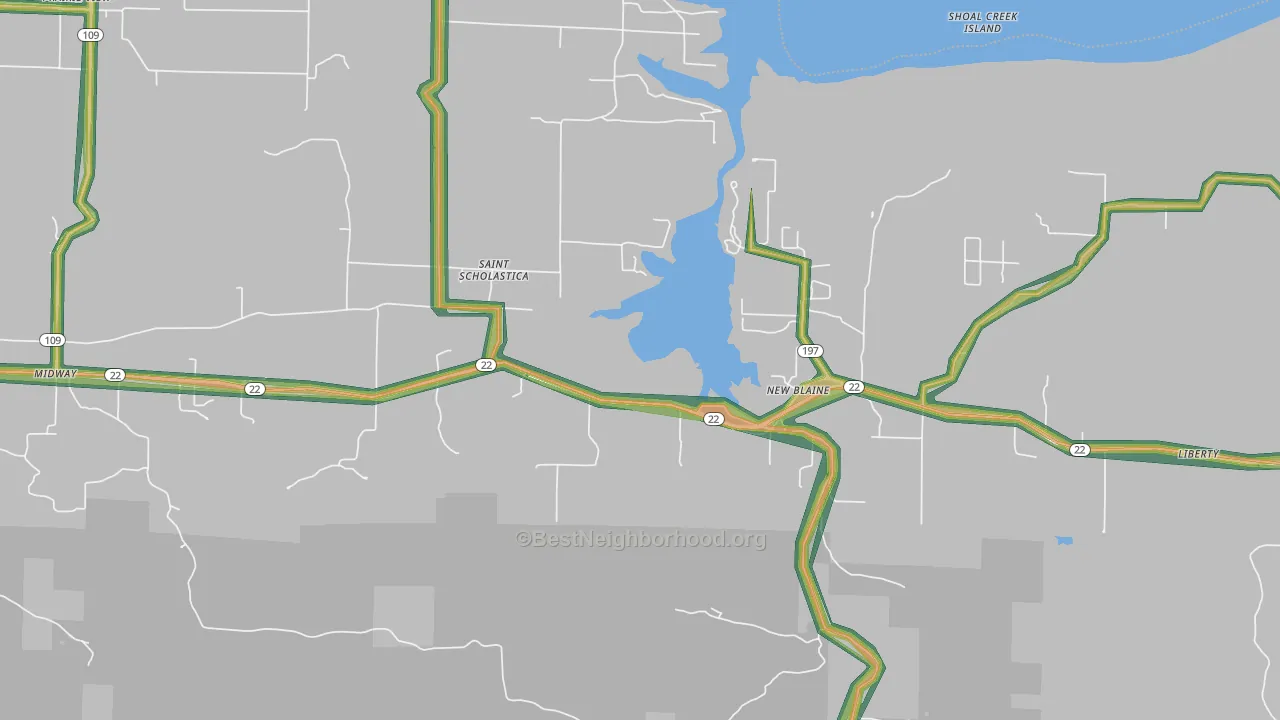 New Blaine, AR Map of Noise Levels in New Blaine