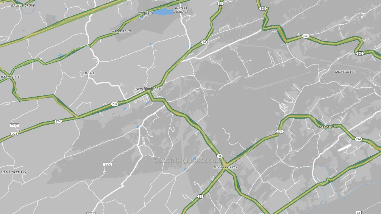 New Bloomfield, PA Map of Noise Levels in New Bloomfield