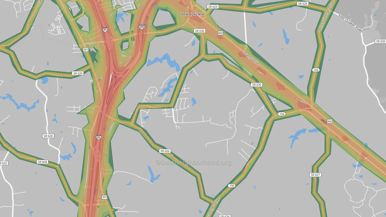 New Bohemia, VA Map of Noise Levels in New Bohemia
