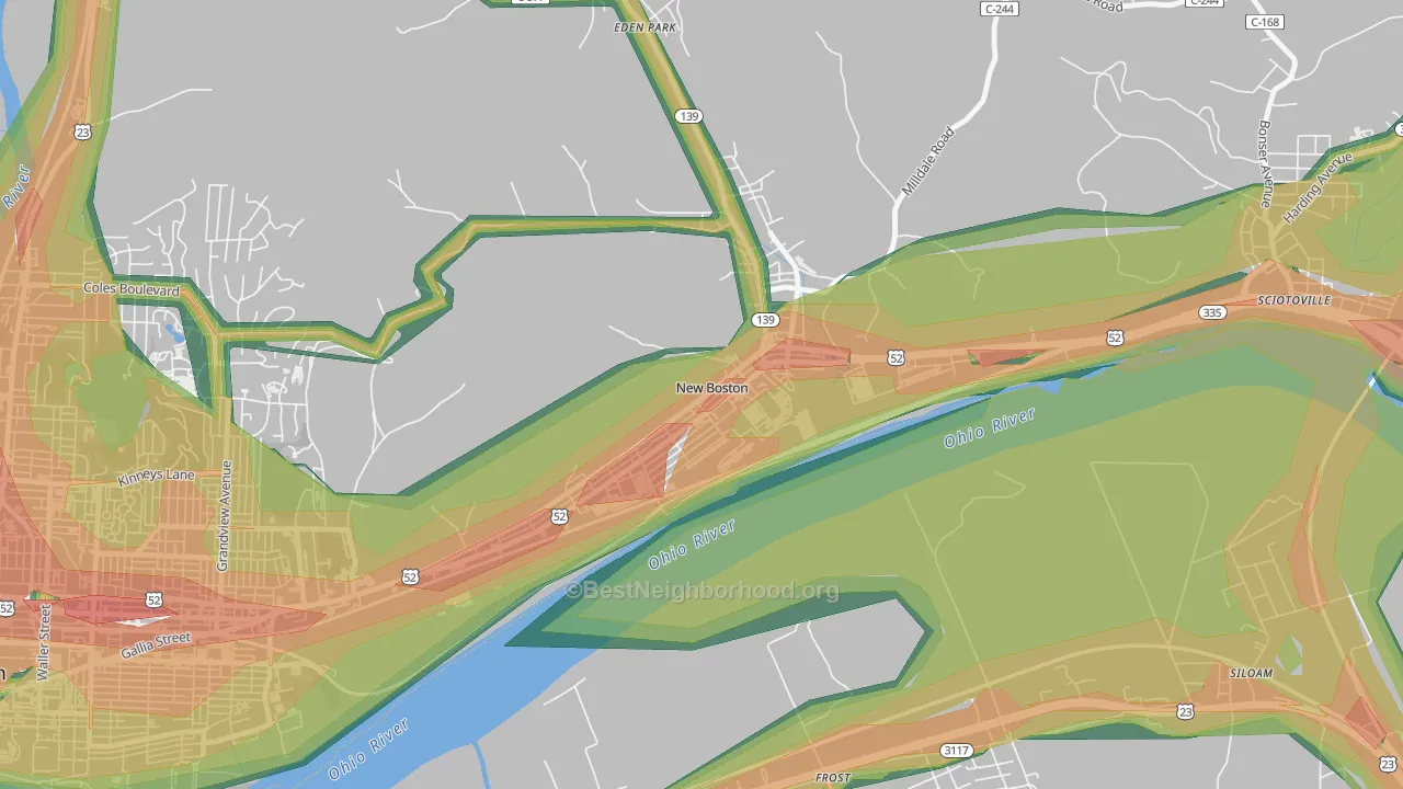 New Boston, OH Map of Noise Levels in New Boston