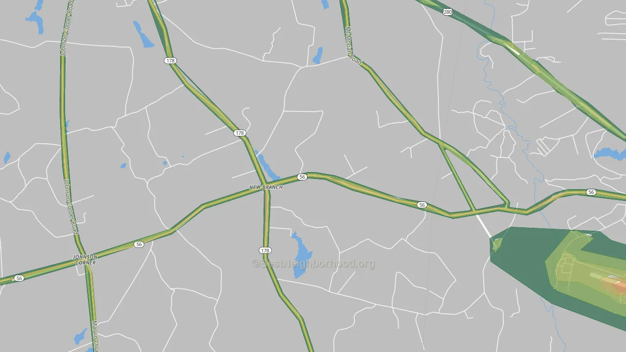 New Branch, GA Map of Noise Levels in New Branch