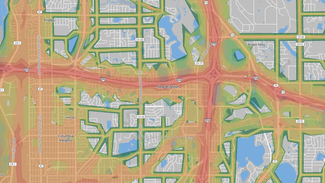 New Brighton, MN Map of Noise Levels in New Brighton