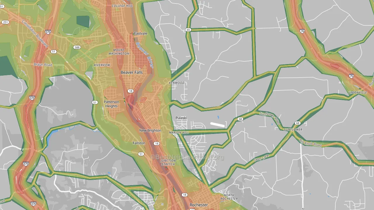 New Brighton, PA Map of Noise Levels in New Brighton