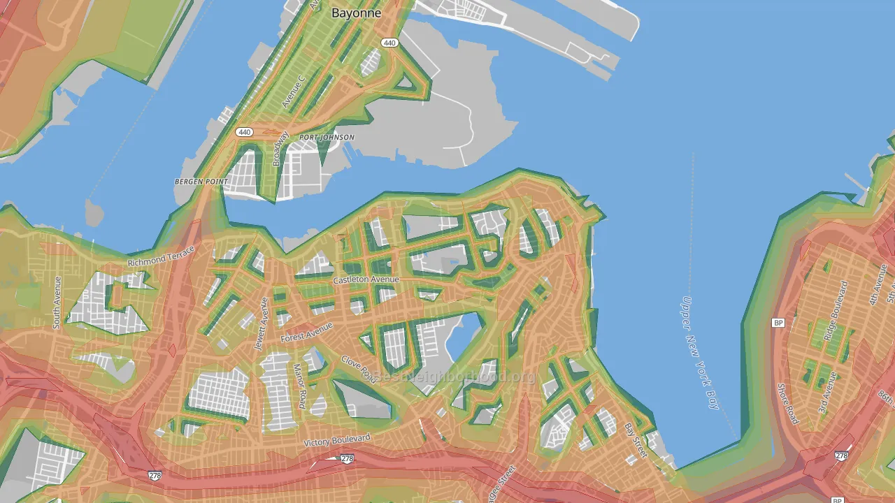 New Brighton, Staten Island, NY Map of Noise Levels in New Brighton
