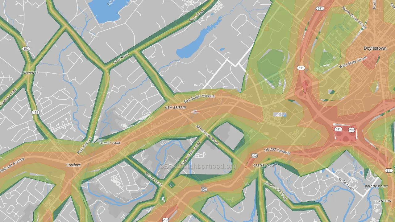 New Britain, PA Map of Noise Levels in New Britain