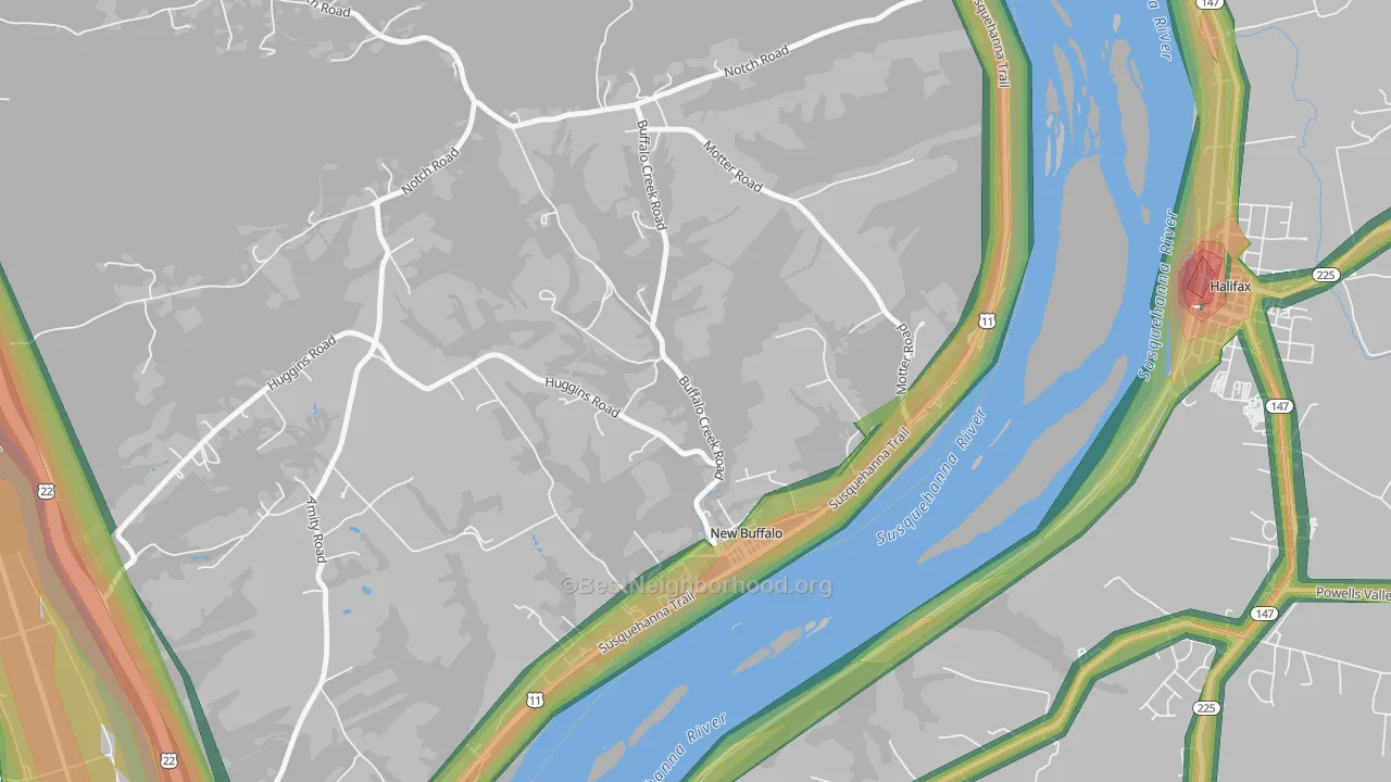 New Buffalo, PA Map of Noise Levels in New Buffalo