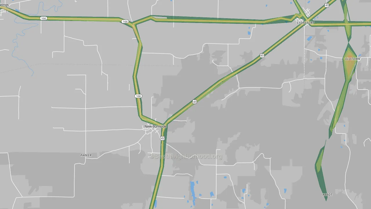 New Burnside, IL Map of Noise Levels in New Burnside