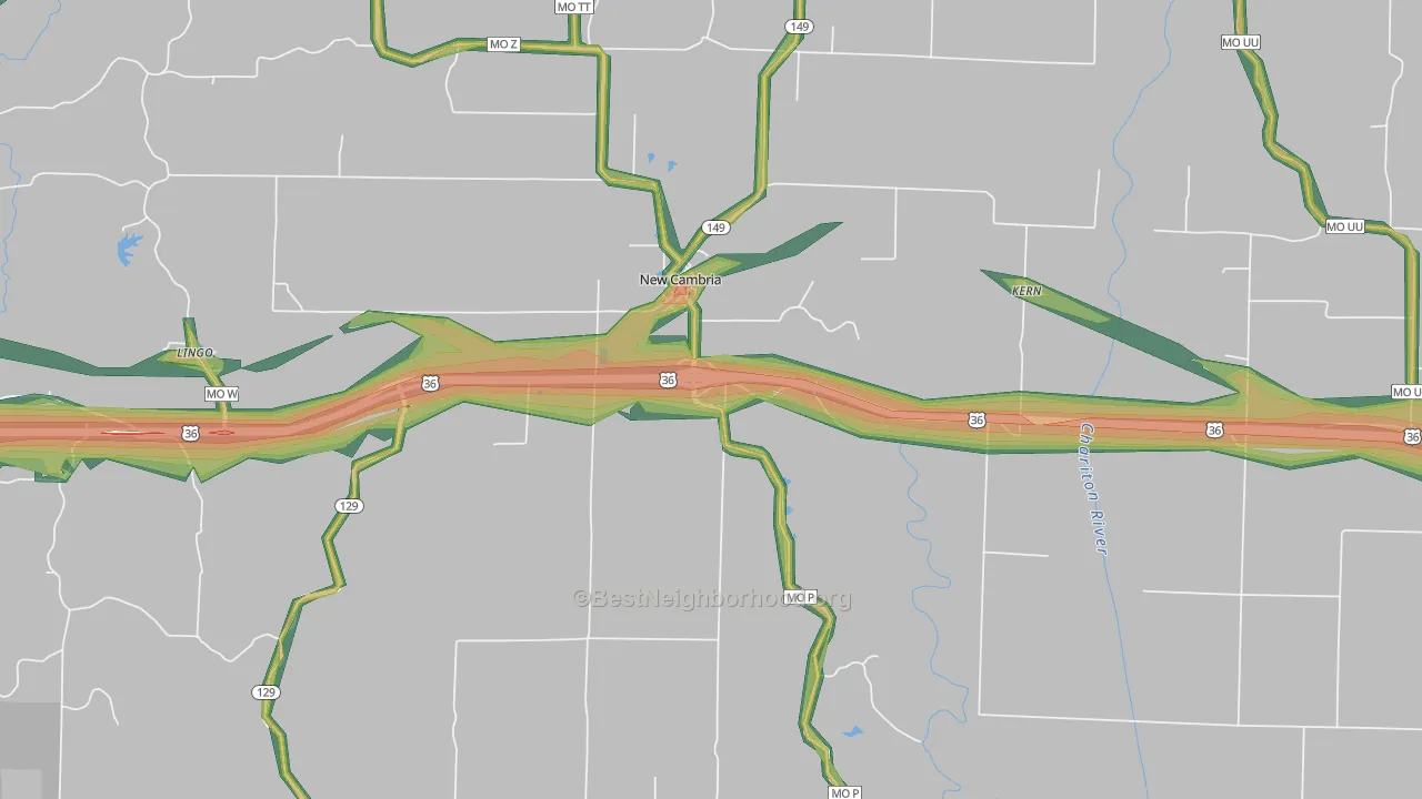 New Cambria, MO Map of Noise Levels in New Cambria