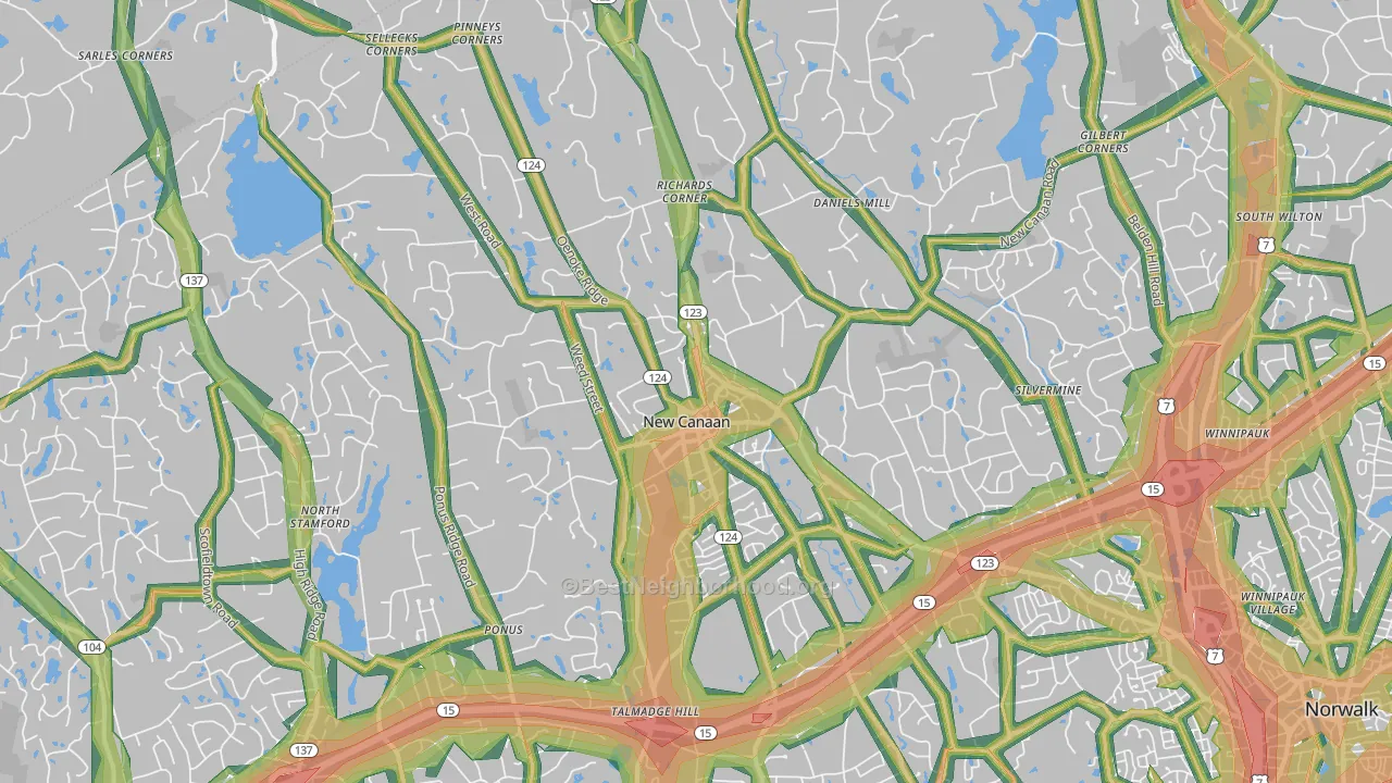 New Canaan, CT Map of Noise Levels in New Canaan