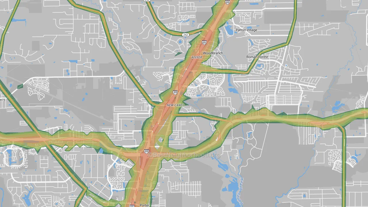 New Caney, TX Map of Noise Levels in New Caney