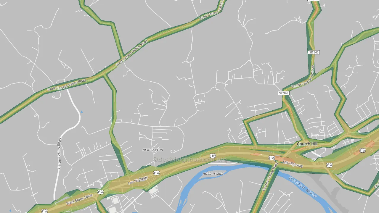 New Canton, TN Map of Noise Levels in New Canton