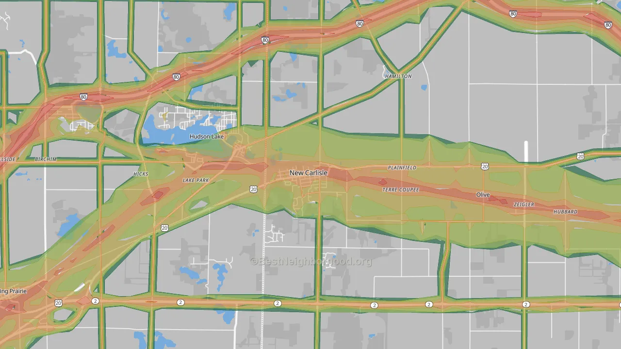 New Carlisle, IN Map of Noise Levels in New Carlisle