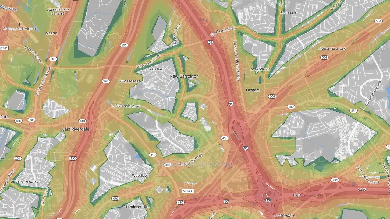 New Carrollton, MD Map of Noise Levels in New Carrollton