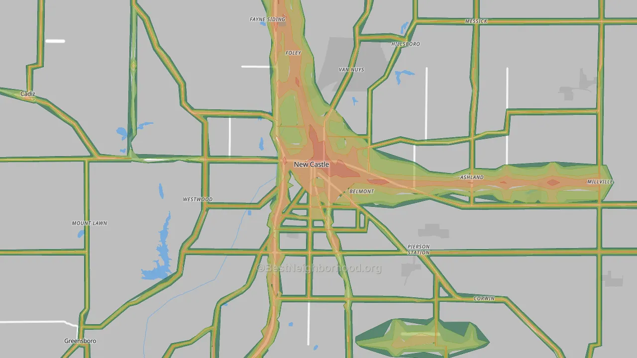 New Castle, IN Map of Noise Levels in New Castle