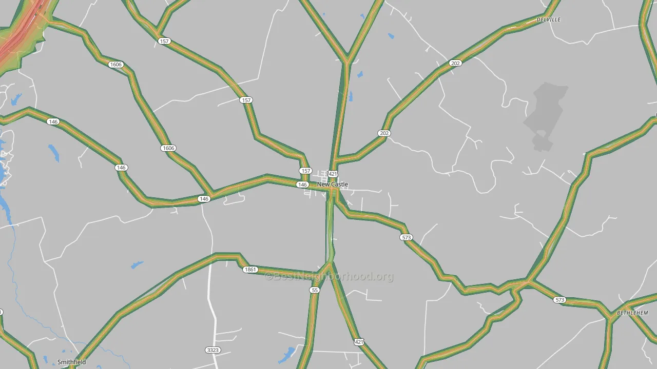 New Castle, KY Map of Noise Levels in New Castle