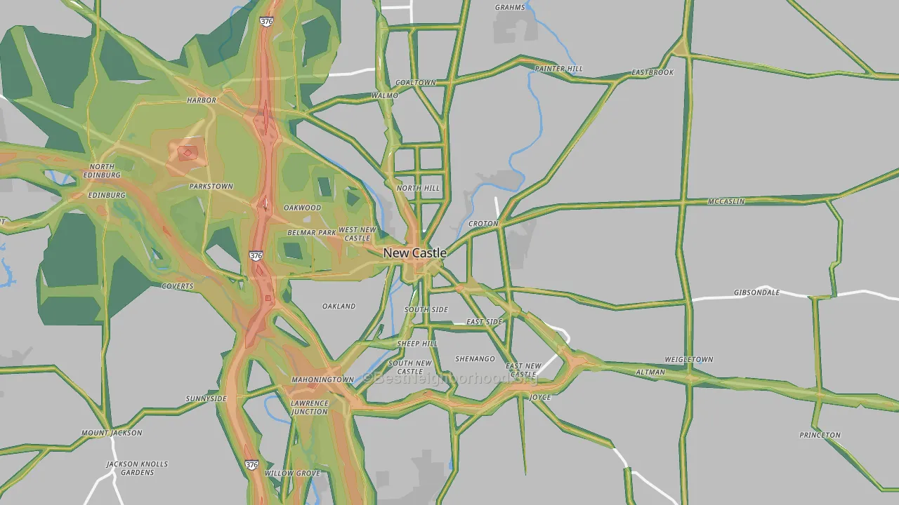 New Castle, PA Map of Noise Levels in New Castle