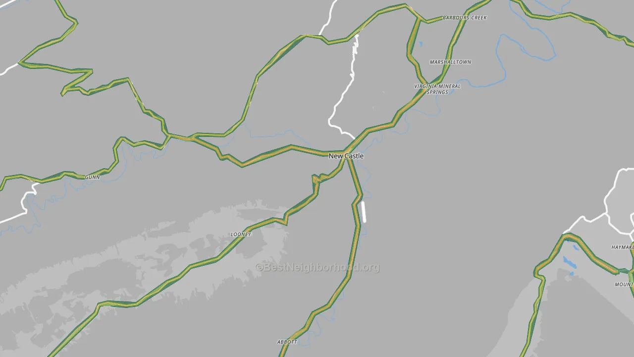 New Castle, VA Map of Noise Levels in New Castle
