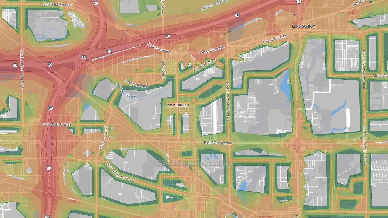 New Chicago, IN Map of Noise Levels in New Chicago
