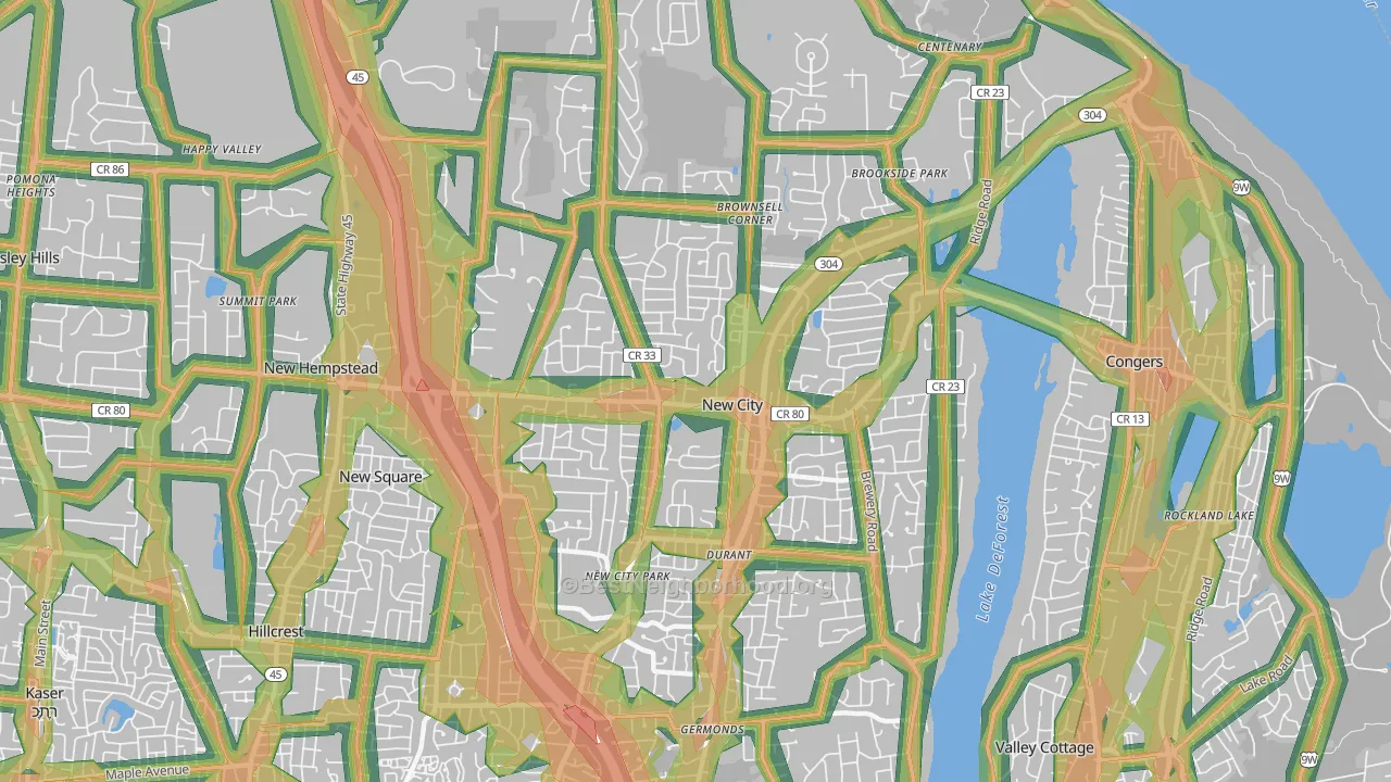 New City, NY Map of Noise Levels in New City