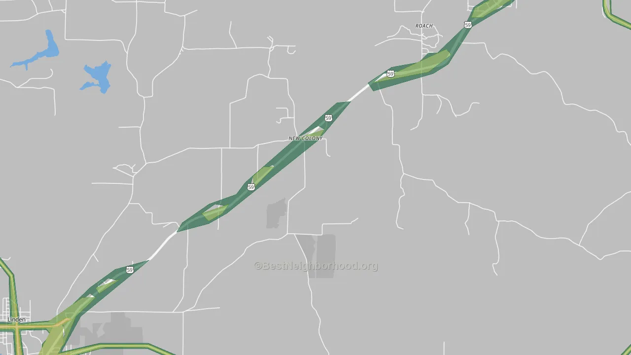 New Colony, TX Map of Noise Levels in New Colony