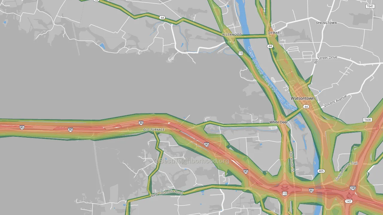 New Columbia, PA Map of Noise Levels in New Columbia