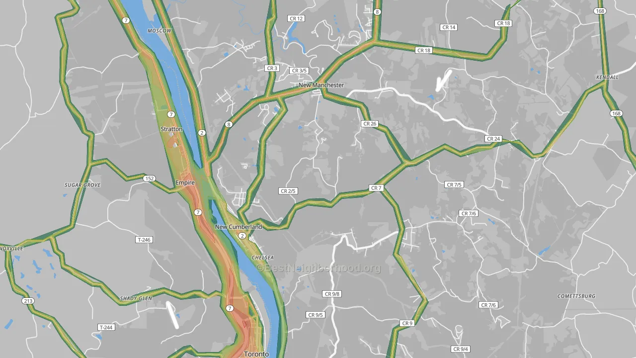 New Cumberland, WV Map of Noise Levels in New Cumberland