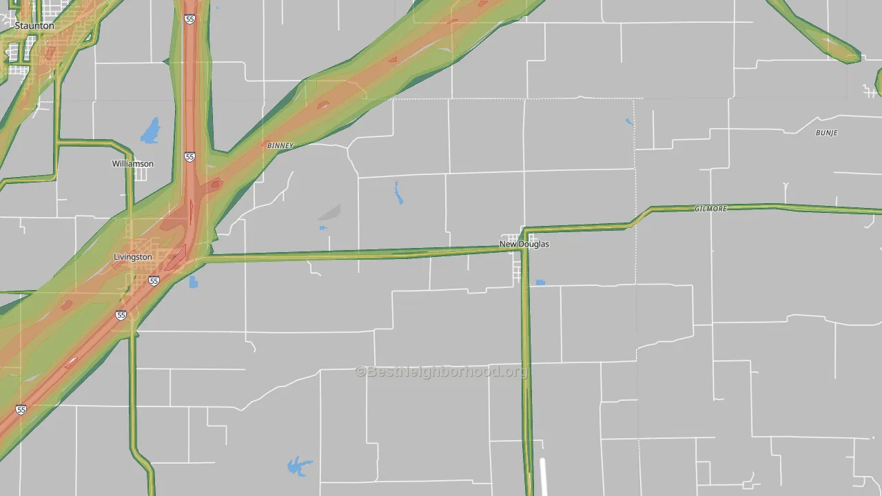 New Douglas, IL Map of Noise Levels in New Douglas