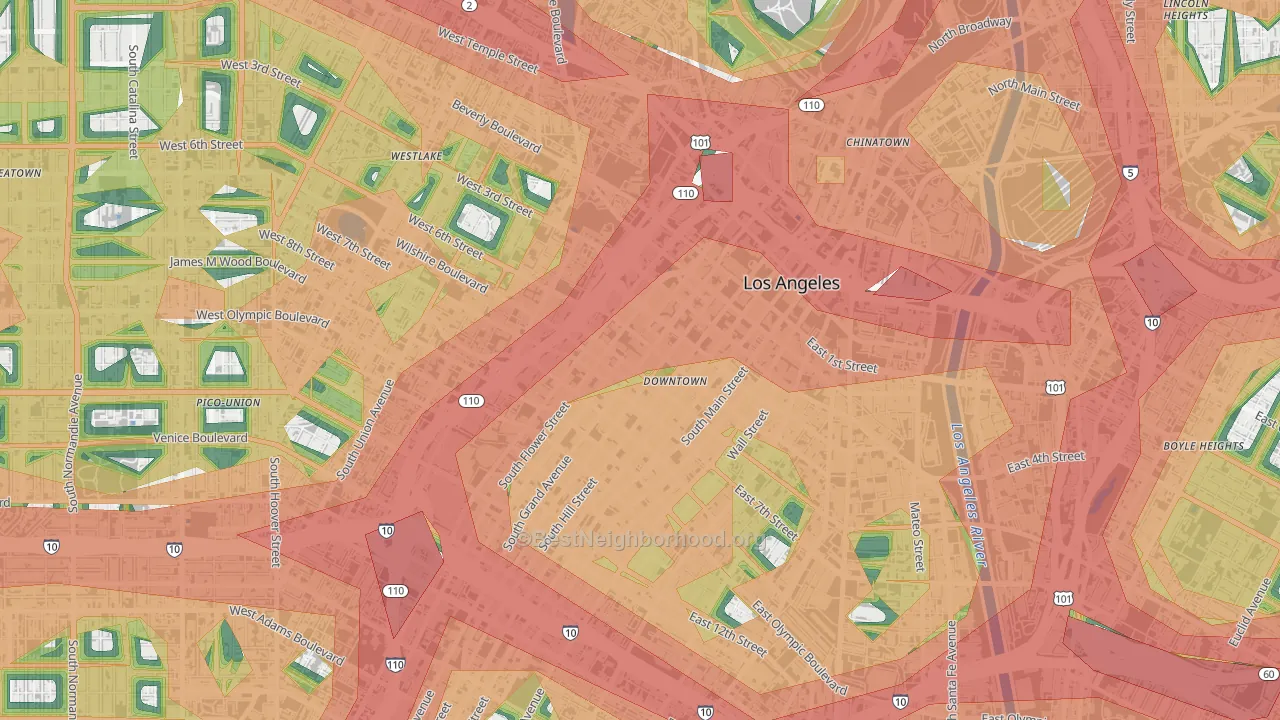 New Downtown, Los Angeles, CA Map of Noise Levels in New Downtown