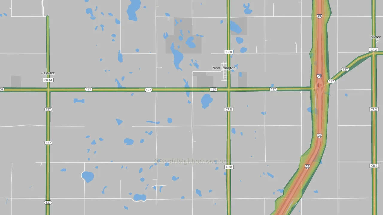 New Effington, SD Map of Noise Levels in New Effington