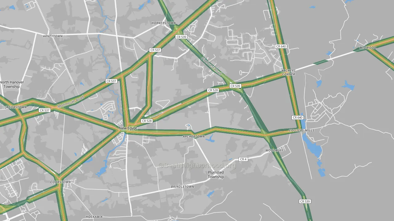 New Egypt, NJ Map of Noise Levels in New Egypt