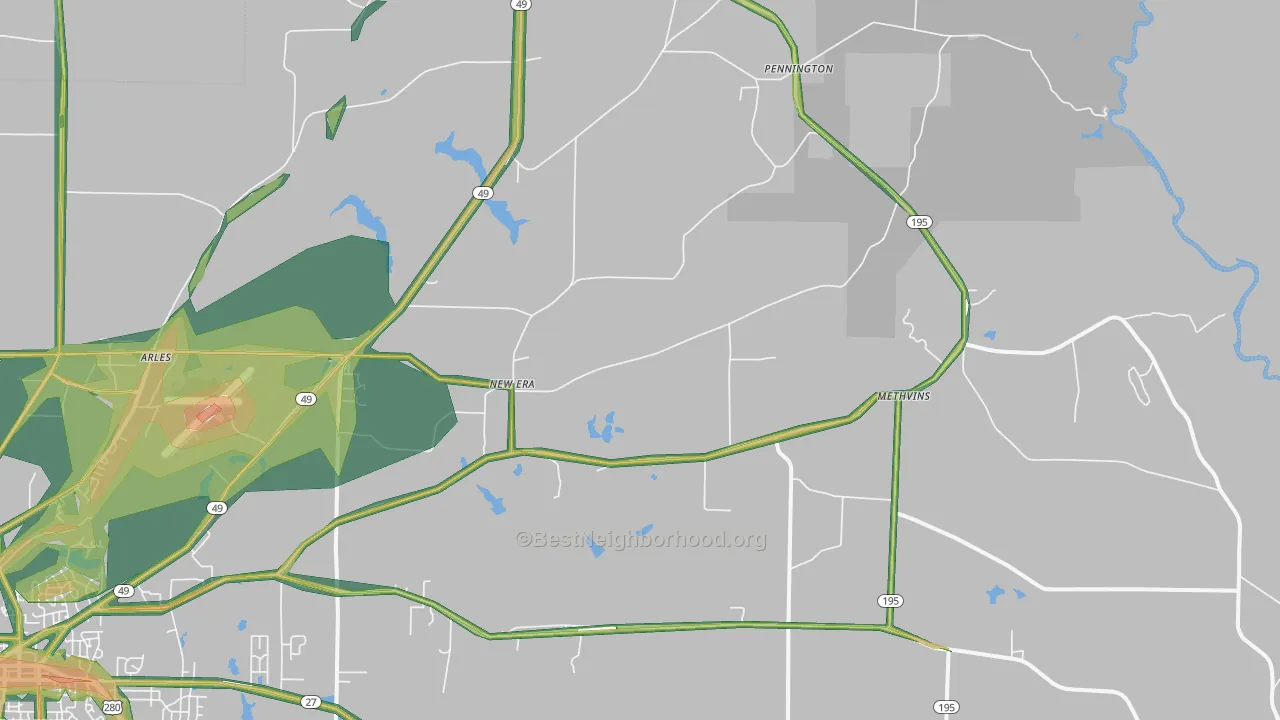 New Era, GA Map of Noise Levels in New Era