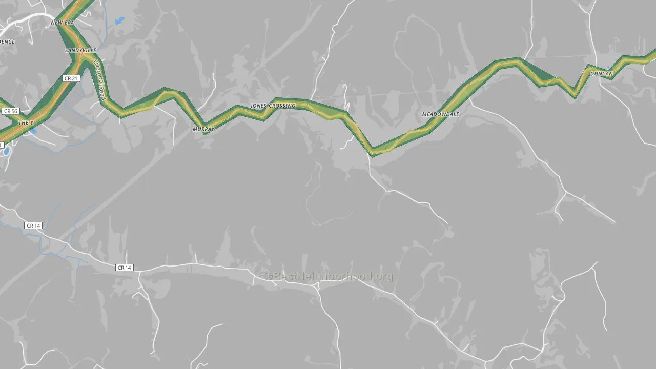 New Era, WV Map of Noise Levels in New Era