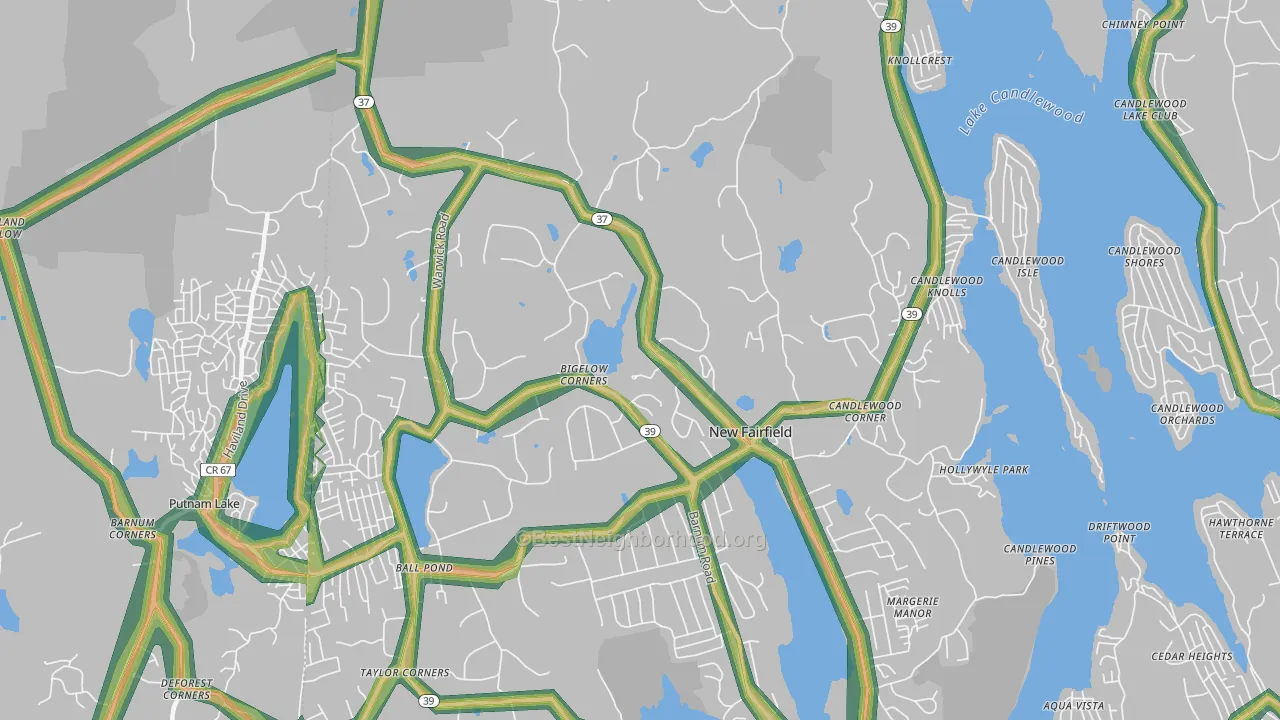 New Fairfield, CT Map of Noise Levels in New Fairfield