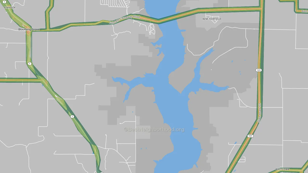 New Fairfield, IN Map of Noise Levels in New Fairfield